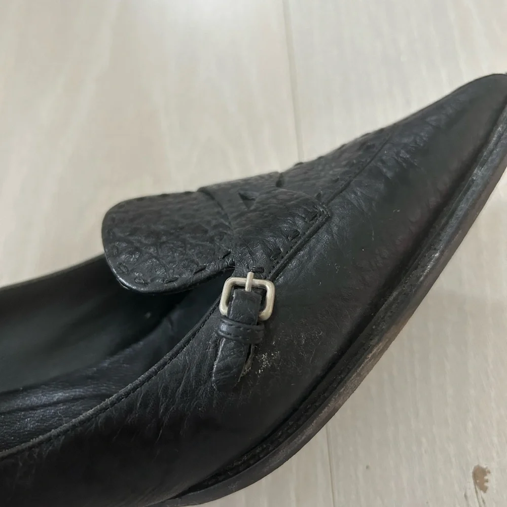 Prada Black Loafer Pointy Toe Kitten Heels Size 41
